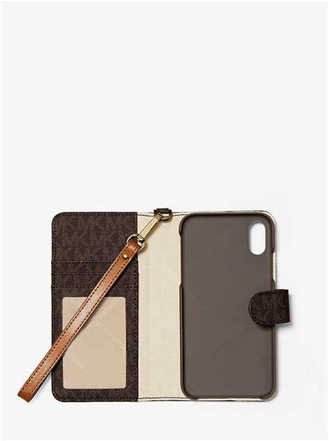 michael kors logo stripe wristlet folio case for iphone xr|Michael Kors Logo Stripe Wristlet Folio Case For Iphone X/xs in .